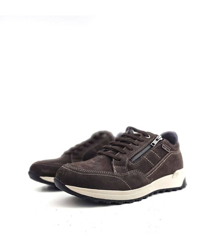 Zapatos impermeables hombre Baerchi piel marrón con cordones y cremallera