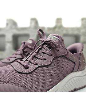 Detalle tejido malla cordones Skechers BOBS mujer lilas