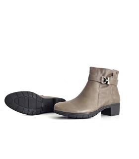Botines mujer piel taupe Treintas con tacón medio y suela de goma antideslizante