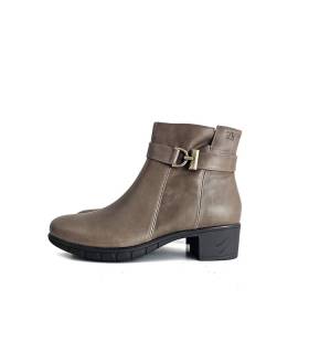 Botines mujer taupe piel Treintas tacón medio vista lateral completa