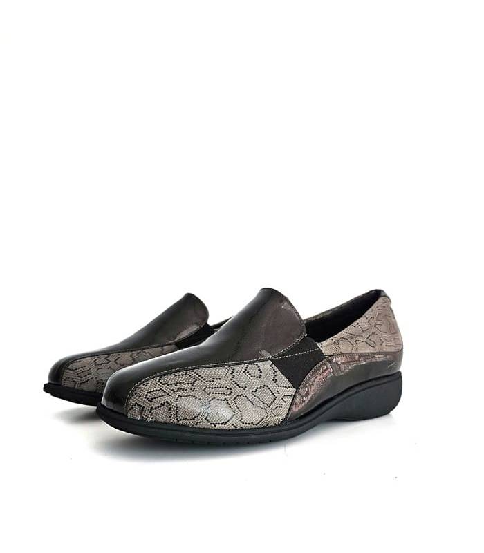 zapatos mocasines piel licra mujer Doctor Cutillas taupe