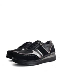zapatos deportivos mujer negros con cremallera y cordones de MySoft