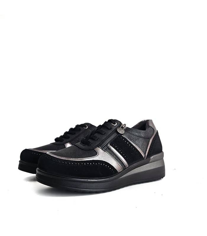 zapatos deportivos mujer negros con cremallera y cordones de MySoft