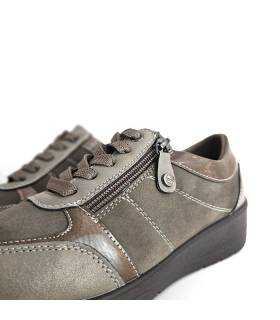 Detalle cordones cremallera zapatos taupe mujer MySoft