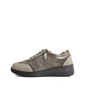 Vista lateral zapatos deportivos taupe mujer MySoft