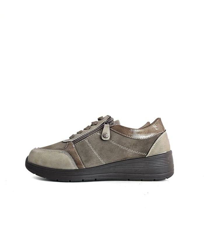 Vista lateral zapatos deportivos taupe mujer MySoft