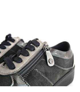 detalle cremallera zapatos deportivos mujer negros plata Mysoft cierre lateral metálico