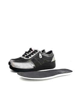 zapatos deportivos mujer negros plata Mysoft plantilla extraíble exterior interior combinados