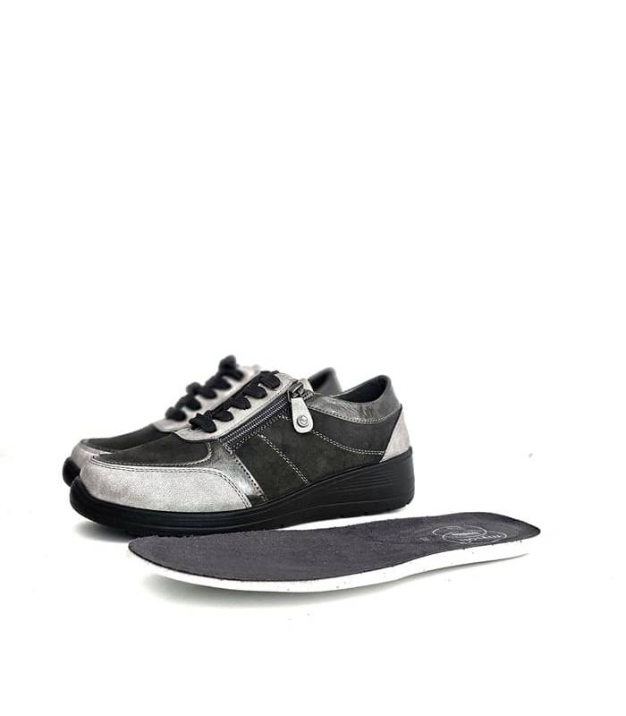 zapatos deportivos mujer negros plata Mysoft plantilla extraíble exterior interior combinados