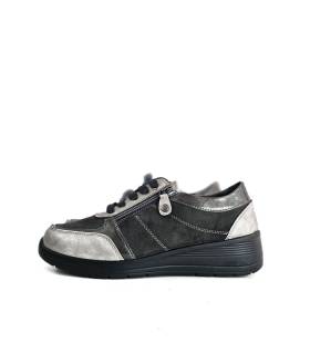 zapatos deportivos mujer negros plata Mysoft perfil lateral completo suela antideslizante