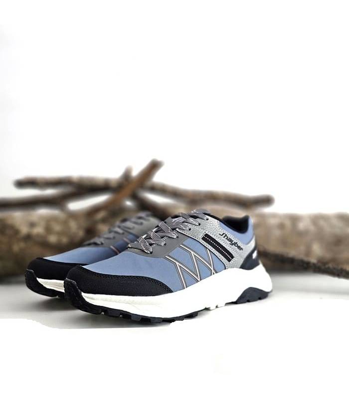 Zapatillas Restil de J’hayber para mujer en azul – vista lateral del par completo, diseño técnico y suela robusta.