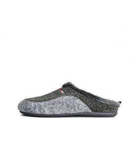 Zapatillas casa hombre invierno con diseño cuadros gris y textil Cabrera