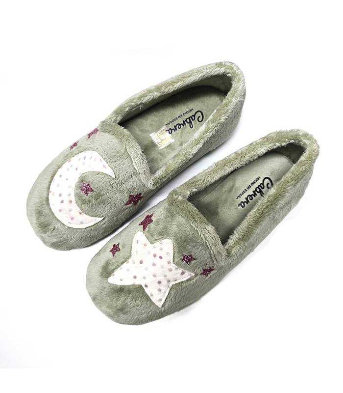 zapatillas verdes casa mujer luna estrella vista superior Cabrera