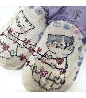 zapatillas casa mujer diseño gatitos corazones invierno Cabrera