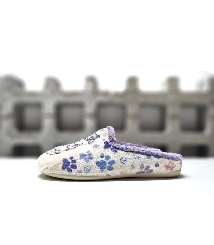 zapatilla casa mujer invierno textil pelito huellas color Cabrera