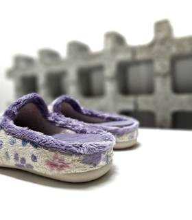 zapatillas casa mujer pelito malva suave vista trasera
