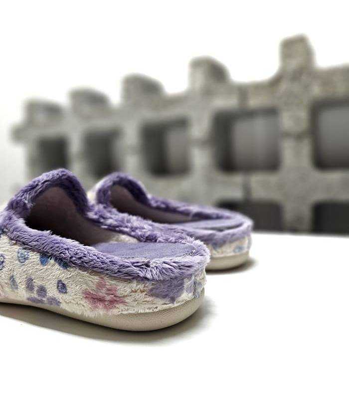 zapatillas casa mujer pelito malva suave vista trasera