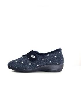 zapatillas invierno azul con velcro y cuña baja mujer Cabrera