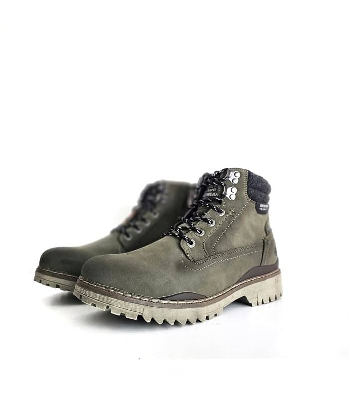 Botas hombre casual verdes de Dockers by Gerli vista de perfil, destacando el diseño y el cuello acolchado.
