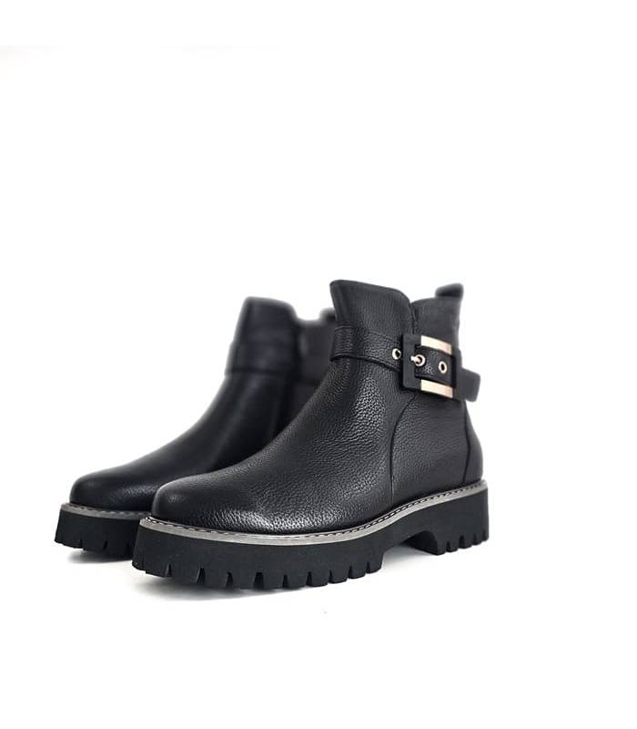 Botines negros mujer cómodos piel Treintas vista lateral