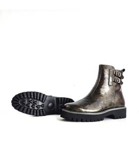 Botas militares mujer charol marrón Treintas suela goma resistente
