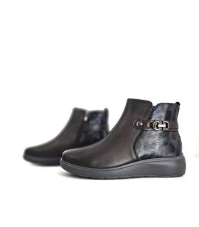 Botines bajos marrones piel con print animal Treintas
