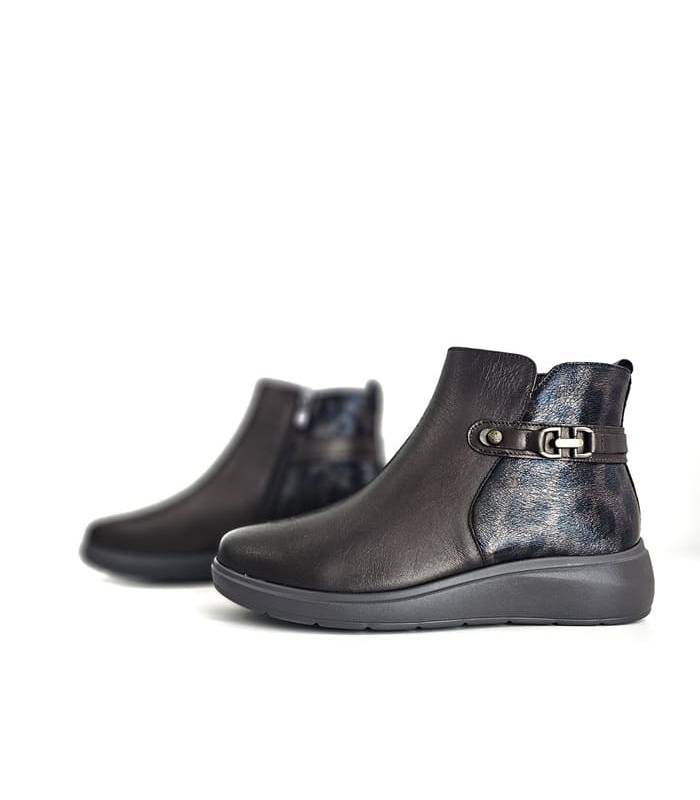 Botines bajos marrones piel con print animal Treintas