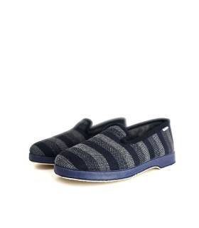 zapatillas casa hombre invierno rayas azules Garrido Muro vista diagonal