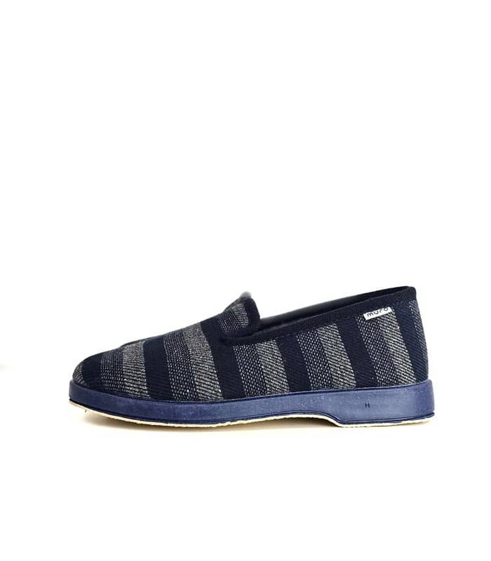 vista lateral zapatillas rayas azules hombre Garrido Muro