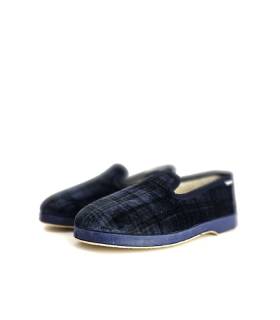 zapatillas casa hombre cuadros azul Garrido Muro lateral