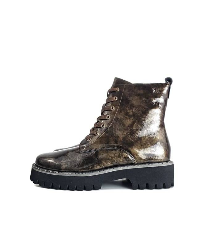 Botas militares mujer piel marrón Treintas lateral derecho