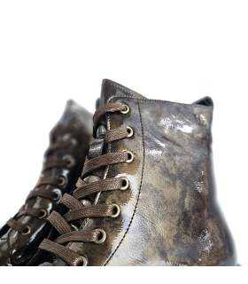 Botas militares mujer piel marrón Treintas detalle cordones