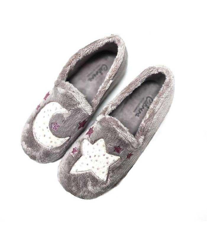 zapatillas beige casa mujer luna estrella vista superior Cabrera
