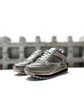 Deportivos mujer plataforma beige metalizados Anekke