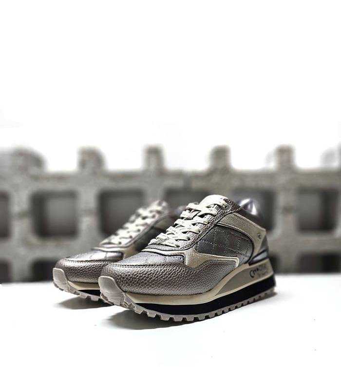 Deportivos mujer plataforma beige metalizados Anekke