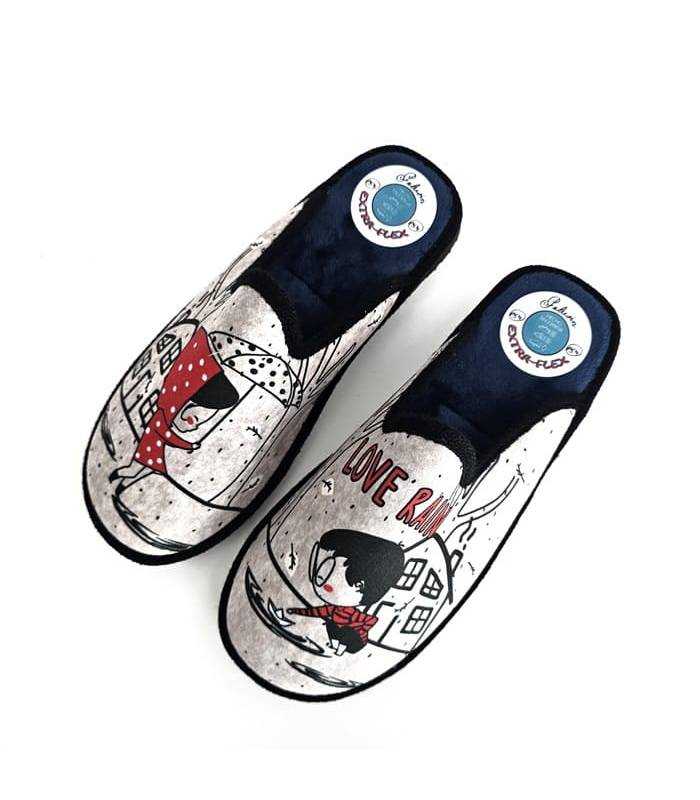 Zapatillas casa mujer invierno Love Rain Pelusin vista superior. Puestas