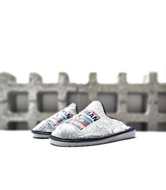 Zapatillas casa hombre pádel Pelusin gris descalzas perfil