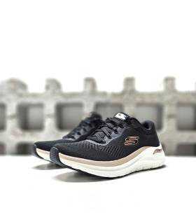 zapatillas deportivas mujer Skechers Arch Fit Glow negras coral de rebajas