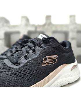 detalle tejido transpirable Skechers Arch Fit Glow mujer negras
