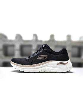Skechers Arch Fit Glow mujer negras coral perfil completo