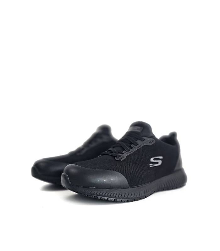 Skechers zapatillas trabajo hombre negras Squad SR Myton vista lateral, puestas