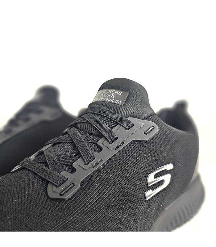 Skechers zapatillas trabajo hombre negras detalle cordones y logo