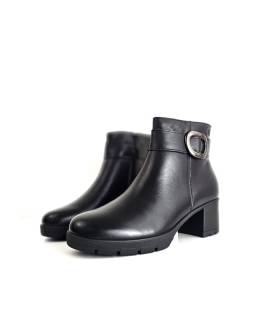 Botines mujer piel negros tacón medio Treintas vistos en perspectiva