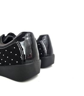 Trasera charol negro zapatos deportivos mujer anchos