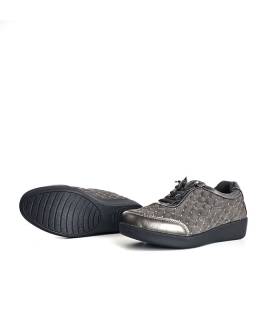 Zapatos mujer Doctor Cutillas taupe con perlitas plateadas