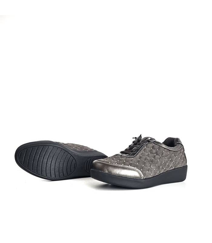 Zapatos mujer Doctor Cutillas taupe con perlitas plateadas