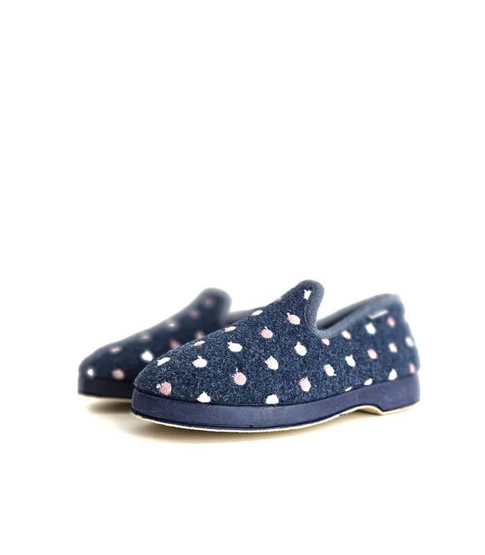 Zapatillas casa mujer lunares azules Garrido Muro invierno