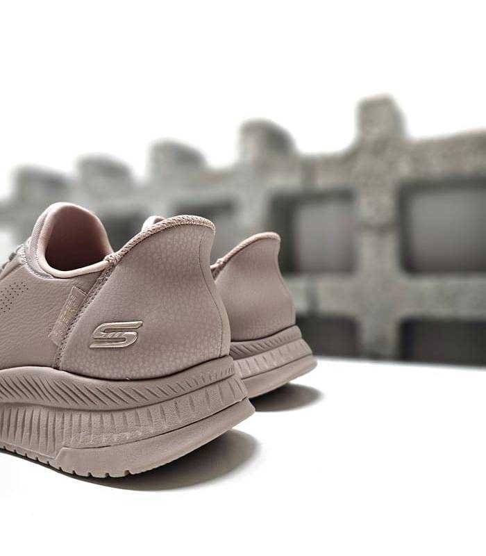 talón Skechers mujer rosa palo con logo y sistema slip-ins