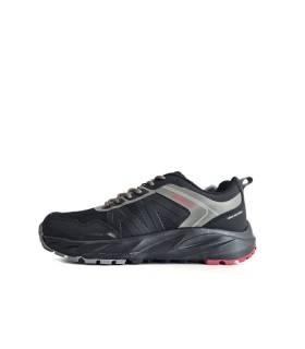Vista lateral completa zapatillas trekking Nicoboco Silkan negras impermeables