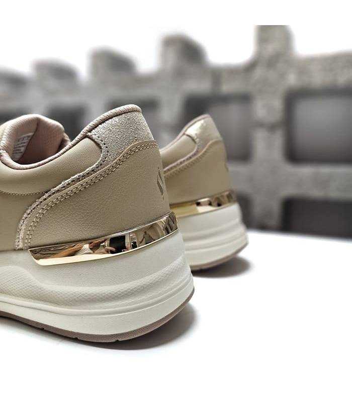 Sneakers camel Skechers Billion 2 mujer detalle trasera con dorado